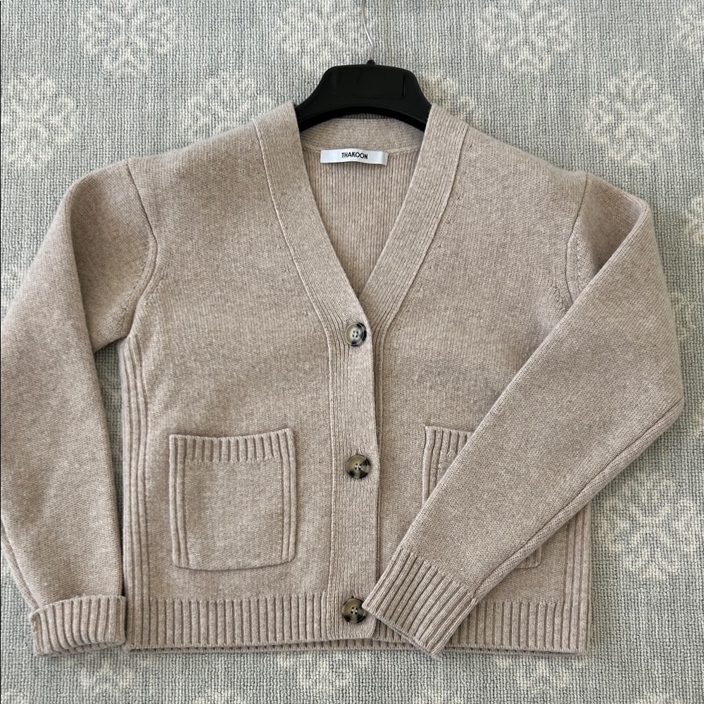 Thakoon Taupe Button-Front V-Neck Cardigan